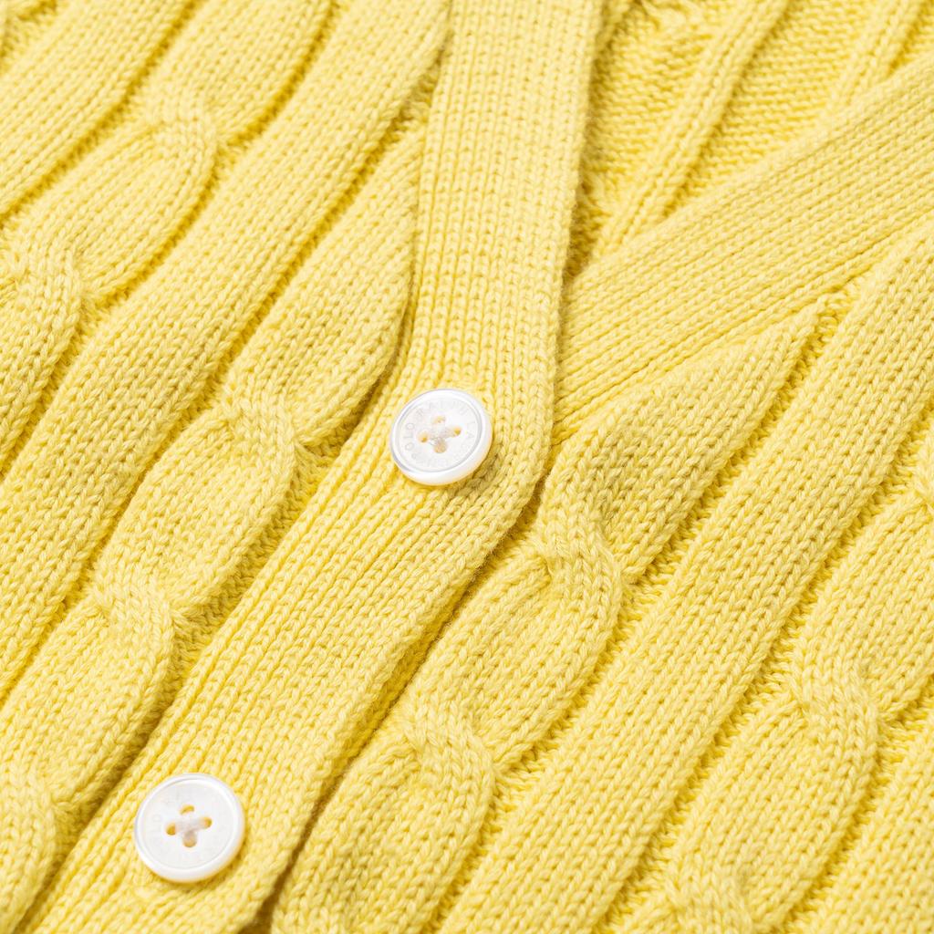 Polo Ralph Lauren FW24 Solid Color Logo Embroidered Single-Breasted Slim Fit V-Neck Long Sleeve Knit Sweater Women sweater Yellow 211939322-005