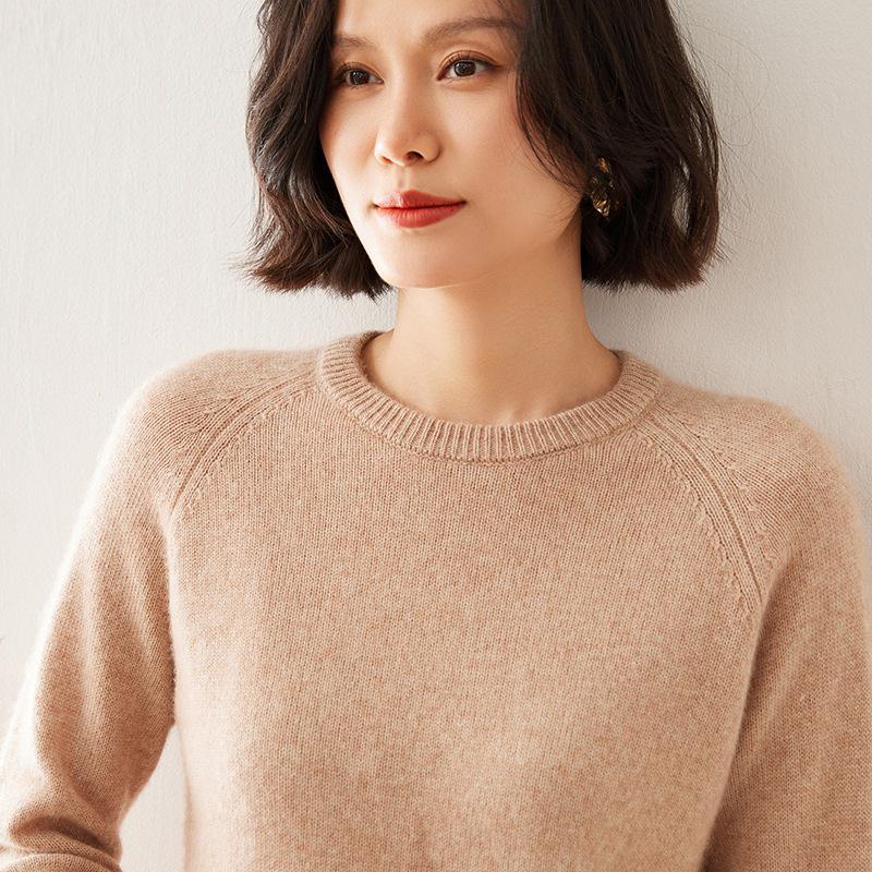 Women's Cashmere Sweater - Autumn/Winter Lazy Style, Thick Loose Knit, Round Neck Pullover Base Layer