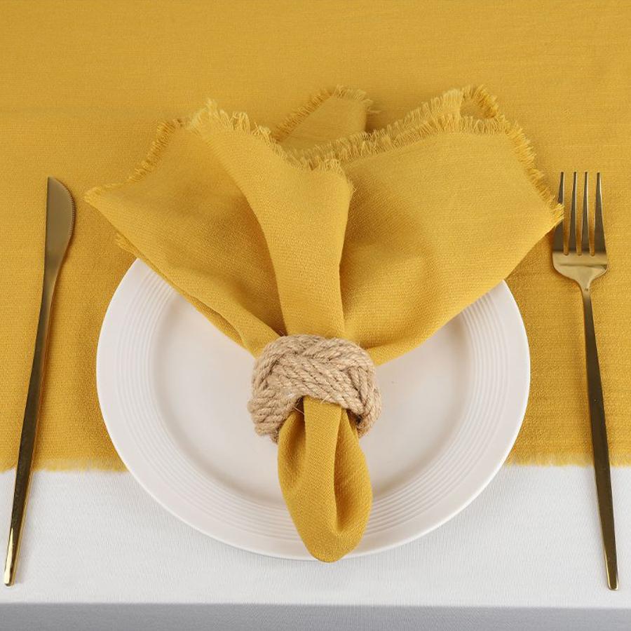 4-pack of vintage frayed-edge napkins, 42cm x 42cm, available in multiple colors, simple table decorations, Western-style napkins and tablecloths.