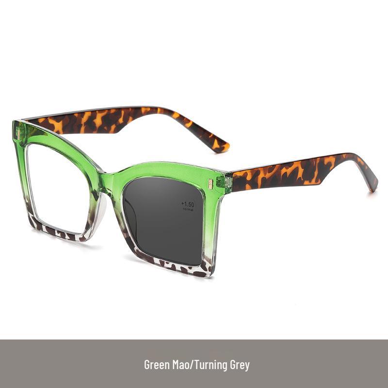 Photochromic Anti-Blue Light Women's Large Frame Reading Glasses - European & American Design