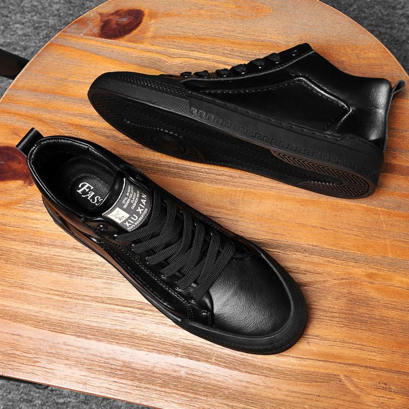 Spring Autumn Boots Men High Quality Breathable Cowboy Boots Retro Mens Shoes Genuine Leather Ankle Boots Fashion Black Sneakers