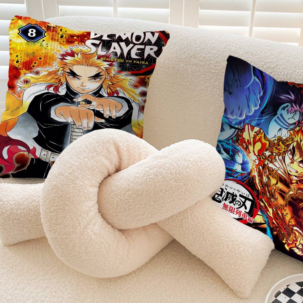 Rengoku Akaza Demon Slayer Anime Pillow Cover for Bedroom Room and Living Room Sofa Decorative Cushion Cover