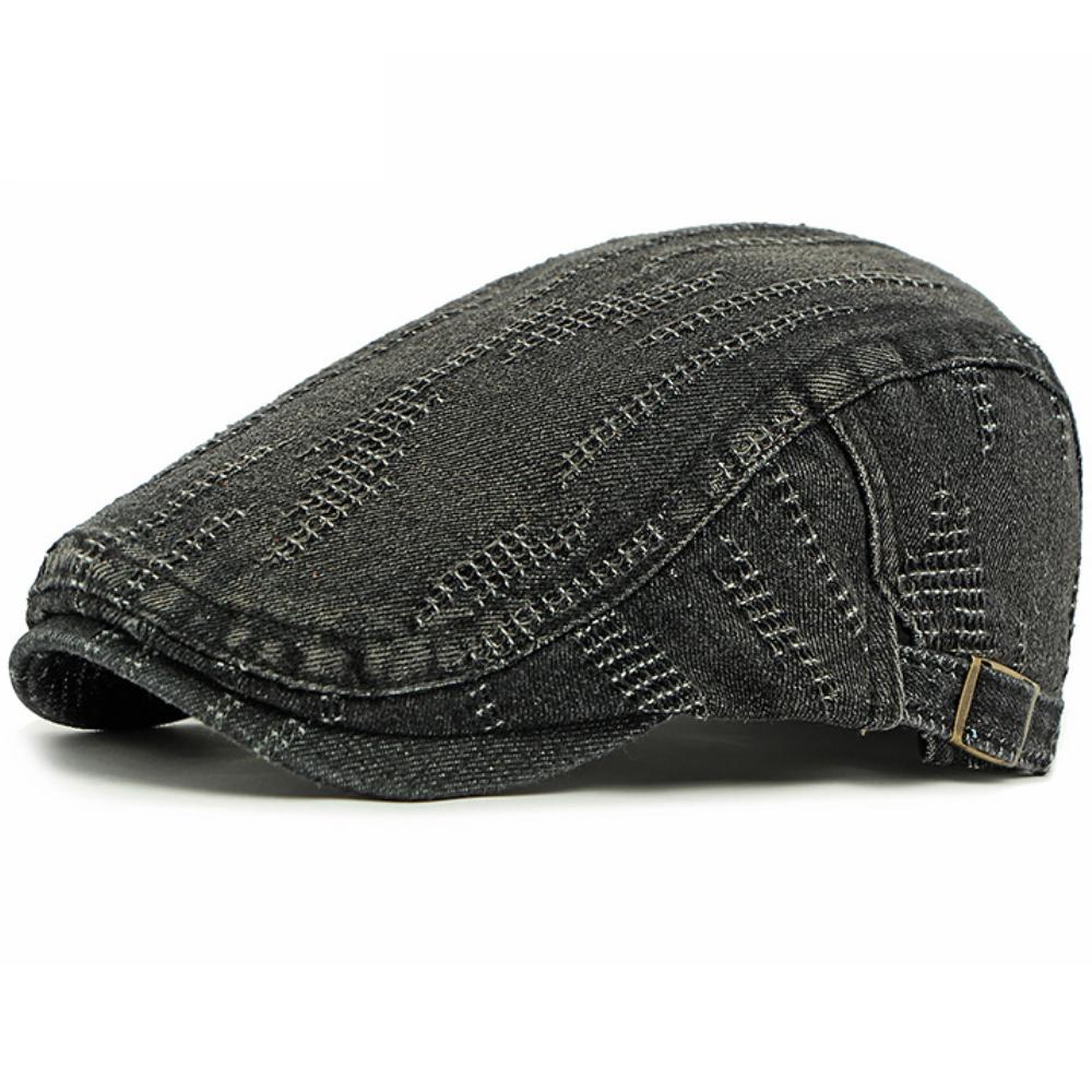 HT4773 Mens Beret Women Spring Summer Sun Cap Male Female Denim Beret Cap Retro Artist Painter Beret Hat Adjustable Ivy Flat Cap
