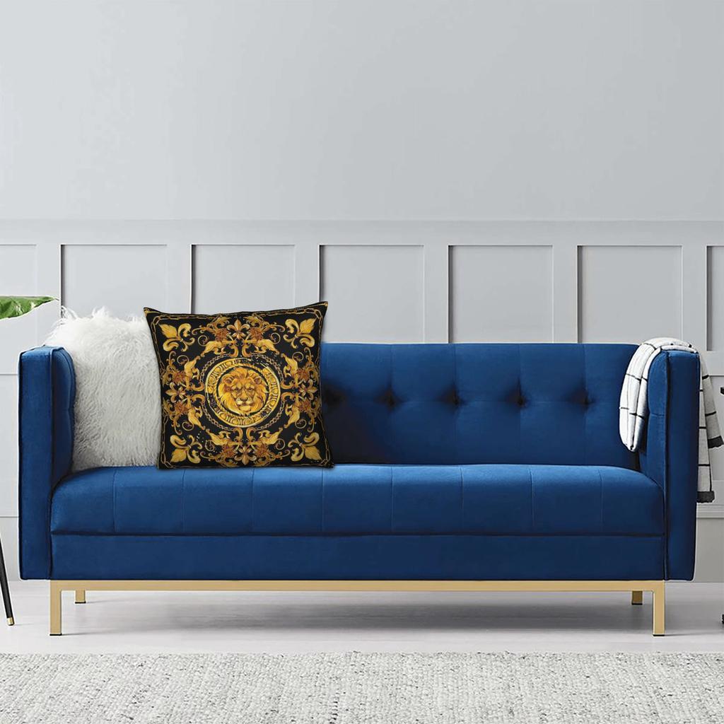 Golden Lion Luxury Design European Baroque Pillowcase Soft Cushion Cover Decorative Pillow Case Cover Home 40*40Cm