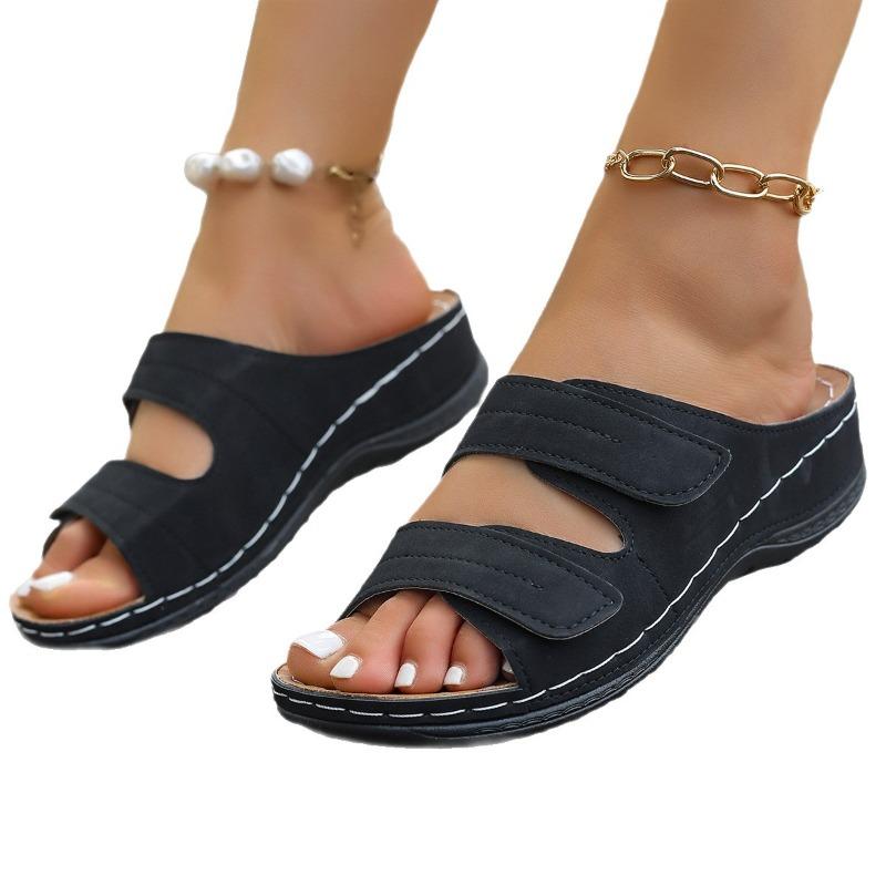 Women's Wide Width Roman Sandals, Woven Platform Wedge Slides, Wholesale Slip-On Mules for Women