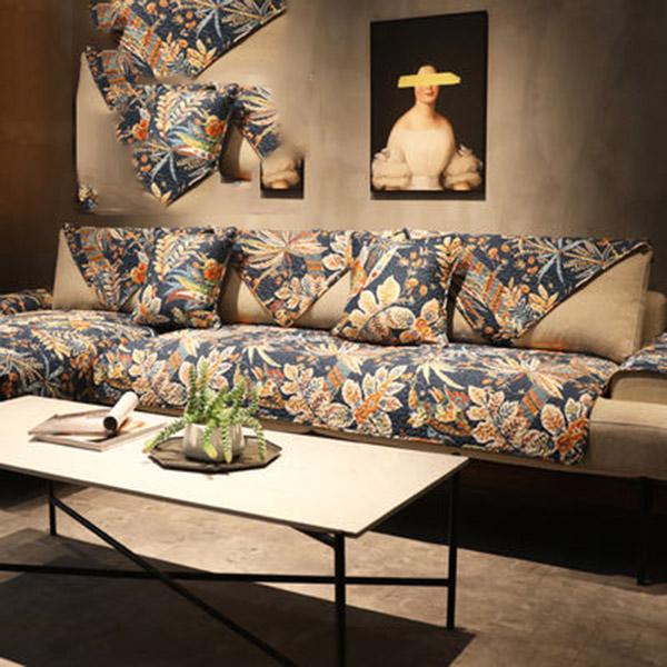 Pure Cotton Sofa Cover Retro Sofa Towel Thick Slipcover Non-slip Sofa Couch Cover Corner Towel Mats