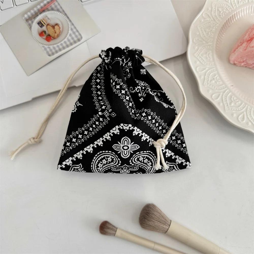 Cute Bow Print Drawstring Bags Women's Handbag Coin Purse Coin Pouch Key Lipstick Storage Bag Jewelry Dust Bag Packaging Pouch