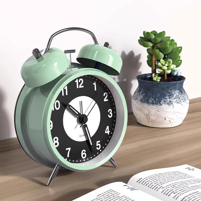 3 Inch Luminous Alarm Clock Students Children's Alarm Clock Strong Wake-Up for Elderly Silent with Night Light Battery Powered