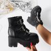 Fashion Women Boots Fashion Mid Calf Leather Boot Street Punk Boots Motorcycle Ankle Boot 8cm Height Increasing Platform Boots for Women