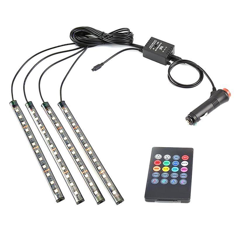 Neon 48 72 Led Car Interior Ambient Foot Light With Usb Wireless Remote Music App Control Auto Rgb Atmosphere Decorative Lamps