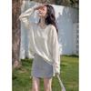 ITISF4 Korean Style Loose Fit Hooded Knit Long Sleeve Tee