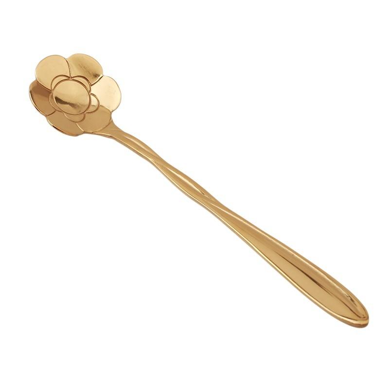 Flower Spoon Afternoon Tea Server Stainless Steel Small Spoon Gold Plated Coffee Rose Spoon