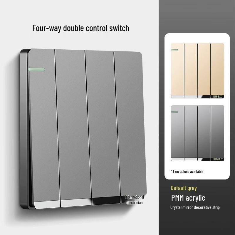 Dual-Gang 86 Type Wall Socket Panel with Double-Control Switch