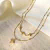 Fashion Double-Layer Stainless Steel Necklace Temperament Light Luxury Collarbone Chain Plated With 18K Gold Item Decoration