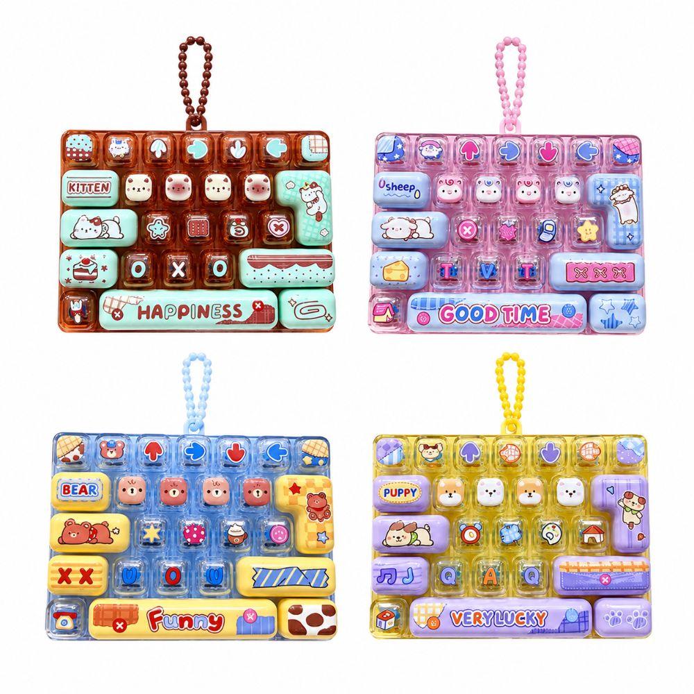 26-key Press Button Toy Keychain Keyboard Toy Cute Stress Relief Decompression Toy  Bag Ornament