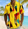 Men's Short Sleeve Geometric Print Shirt, Casual Summer Beach Essential