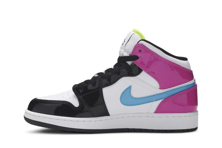 Jordan 1 Mid White Black Cyber Pink (GS) Sneakers