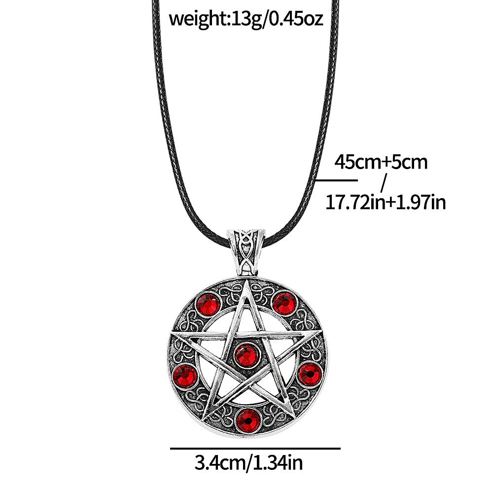 Vintage Gothic Supernatural Necklace - Pentagram Pentacle Five-Pointed Star Pendant On Rope Chain for