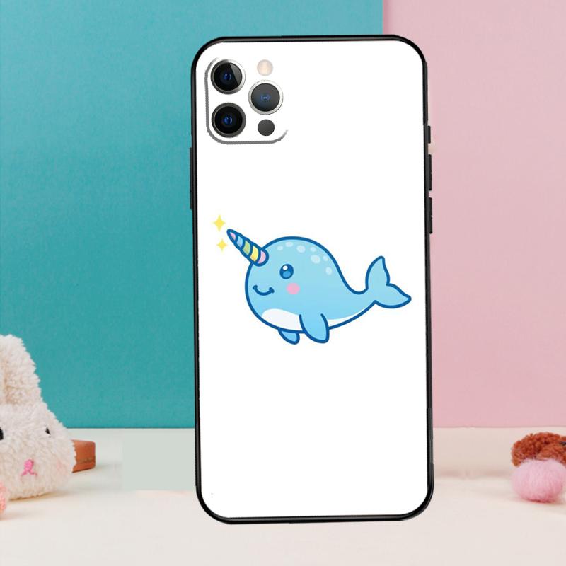 Cute Sea Narwhal Quotes Phone Case For iPhone 17 Air 16 15 14 13 12 11 Pro Max 12 13 Mini 15 16 Plus 16e Cover Coque