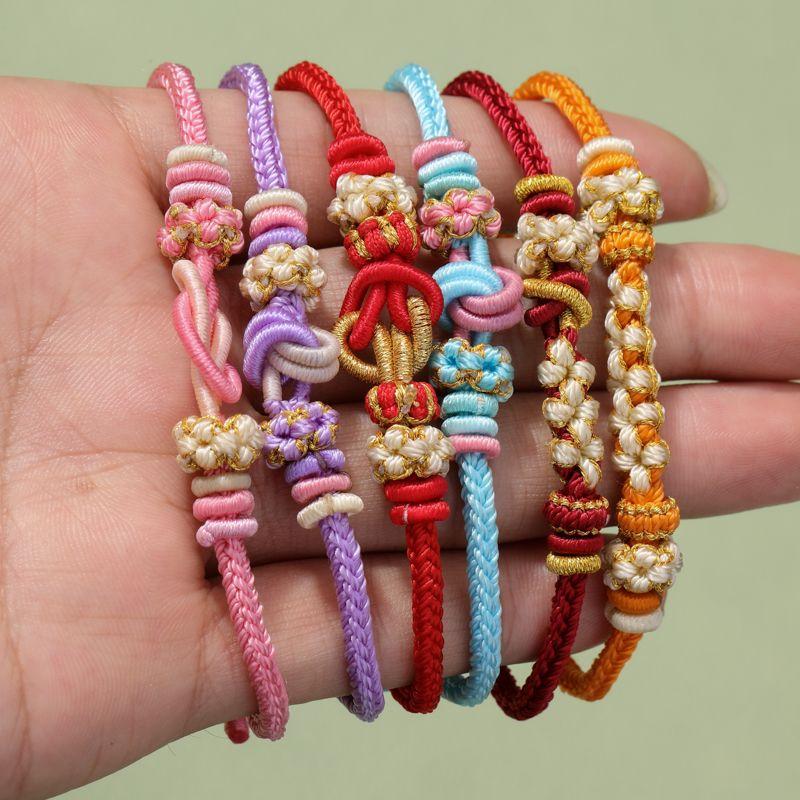 

Плетеный узелок с ямочкой Персиковый цвет Ремешок для переноски Красная веревочка на удачу Браслет Год судьбы Подарок для друзей Разные виды Можно нанизывать бусины Random style 3 Pack