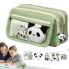 Large Capacity Panda Pencil Case, Cute Pencil Case, Zipper Pen Pouch Holder with Panda Keychains Brooch Notepad, MultiLayer Cute Pencil Case for Girls