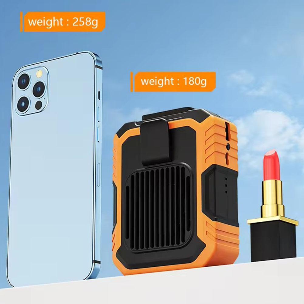 Outdoor Waist Mounted Fan Polymer Battery Anti Drop Shock Absorption USB Portable Power Bank with Bladeless Hanging Neck Fan