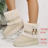 Winter Large Size Beaded Wool Thickened Cotton Shoes Women's Cross-border Round Head Plush Thick-soled Warm Snow Boots
