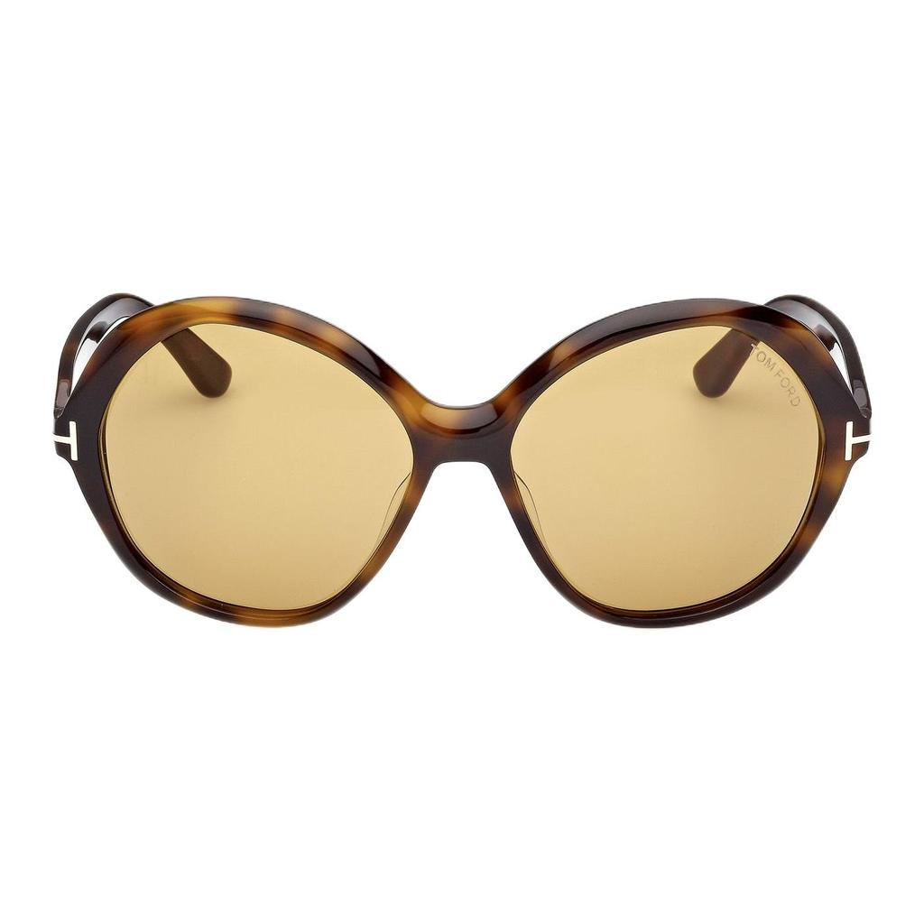TF Mirror Leg Logo Design Irregular Shape Sunglasses Unisex sunglasses Tortoise FT1282_52E
