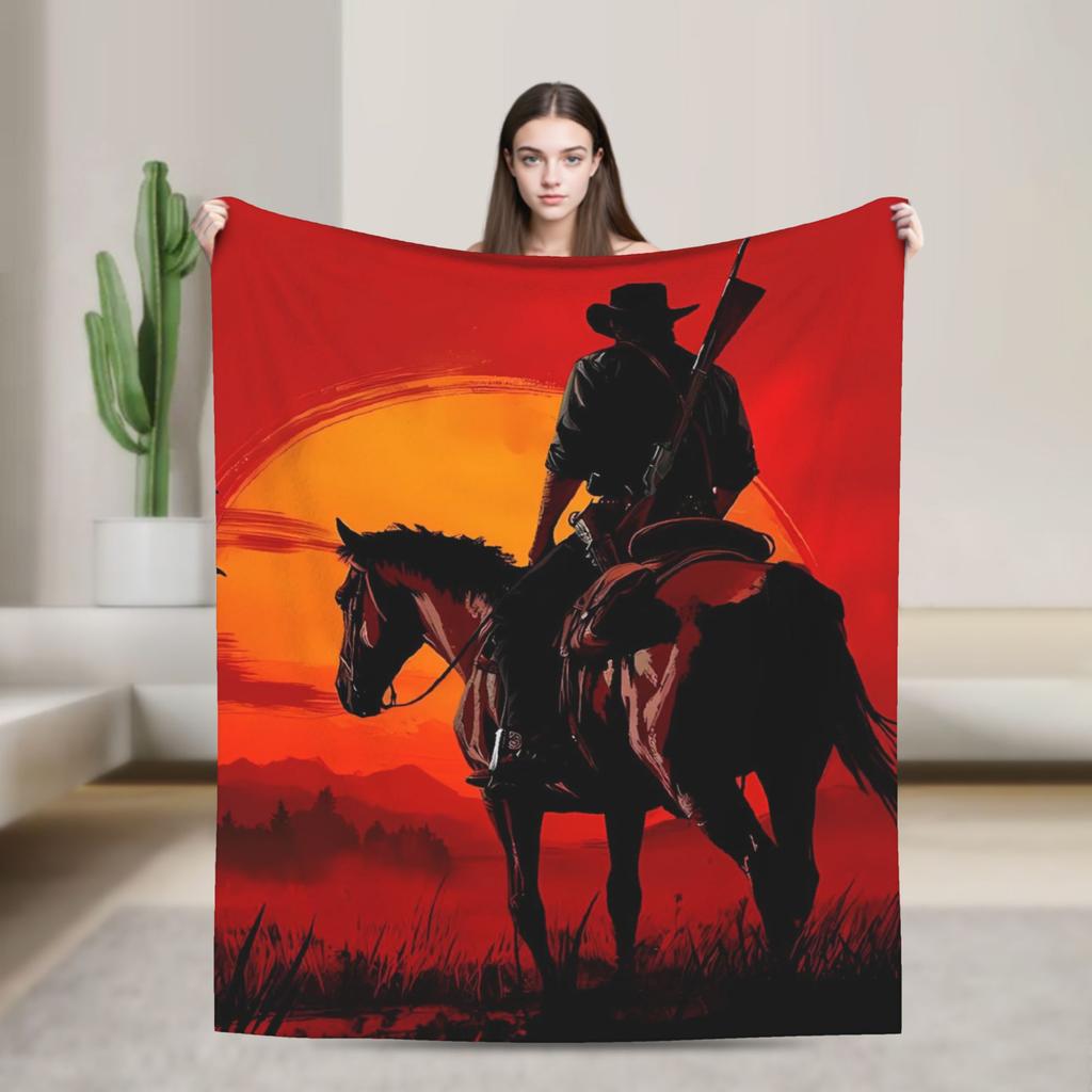 Red Dead Redemption 2  Warm Soft Blanket  Students Plush Bedding Throws Pattern Couch Chair Flannel Bedspread Sofa Bed Cover
