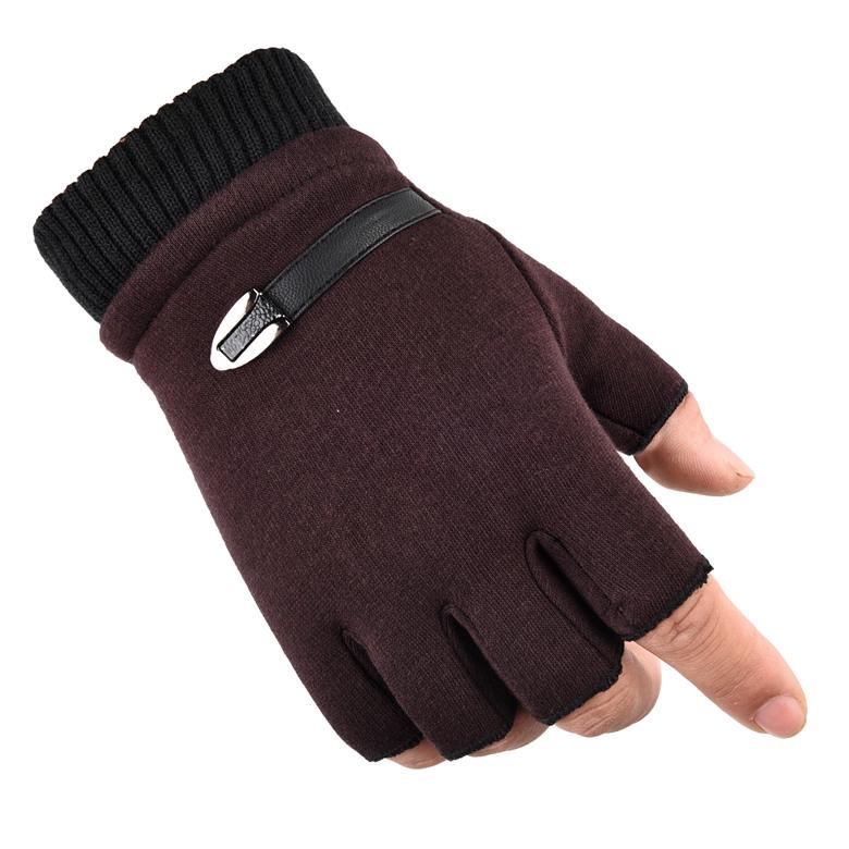 Velvet Half-Finger Fingerless Warm Gloves for Autumn & Winter