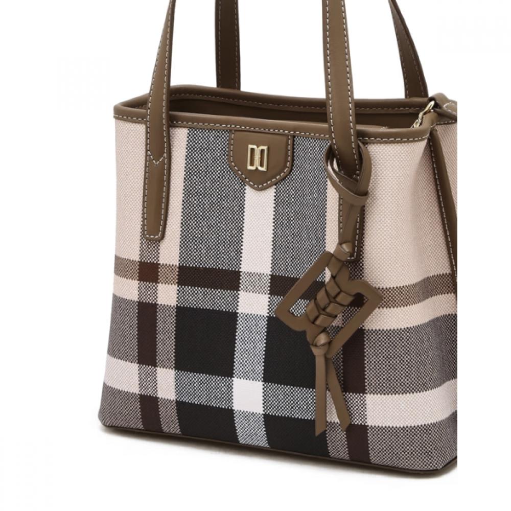 Daks Beige Check Leather Tote Bag Dcba6f716i2