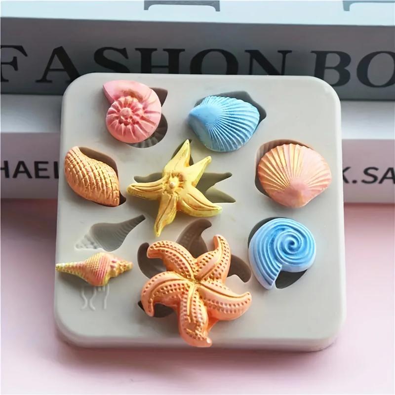 3D Ocean Conch & Starfish Silicone Mold Biological Baking Cake Decoration Tool for Chocolate Candy DIY