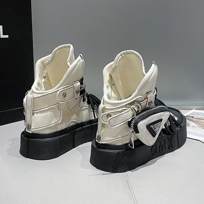 2025 New Women's Ankle Boots Fashion Cowboy Knight Boot Punk Gothic Classic Denim Canvas Shoes Short Goth Platform Shoes