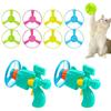 Cat Light-Up Flying Disc Launcher Set Interactive Cat Toy with Colorful Propellers Indoor Outdoor Flying Cat Toys for Exercise And Fun