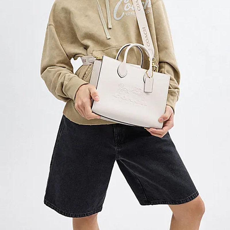 Coach Ace 26 Magnetic Closure Detachable Shoulder Strap Leather Shoulder Crossbody Handbag Medium Women Handbags White CR681-B4HA