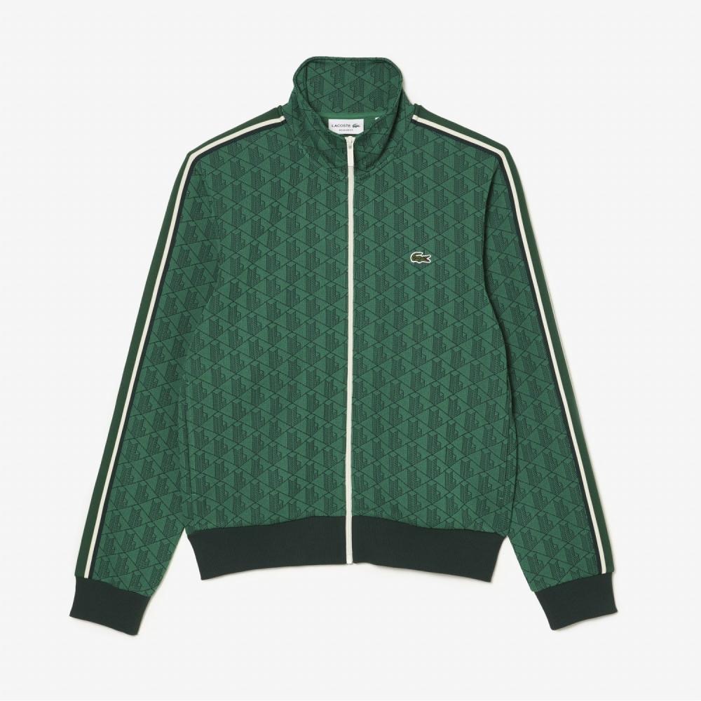 

LACOSTE Мужской спортивный топ с монограммой и высоким воротником на молнии, зеленый