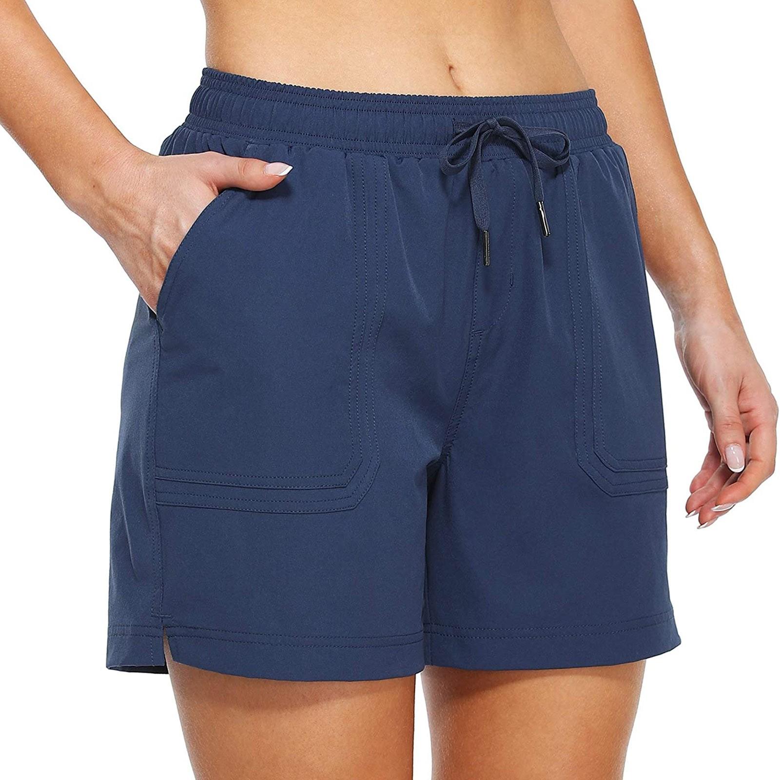 

Women s Color Workout Hidden Pockets Athletic Shorts Legs Beach Pants S Темно-синій