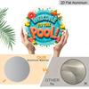 2D Flach, 1 Stück Runde Aluminium "Willkommen am Pool" Schild, Niedliche Gummi-Ente & Floraler Wasserspritzer Metallschild, Helles Buntes Sommerdesign, Idee für