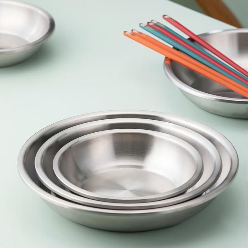 Tiefer runder Teller aus Edelstahl 304