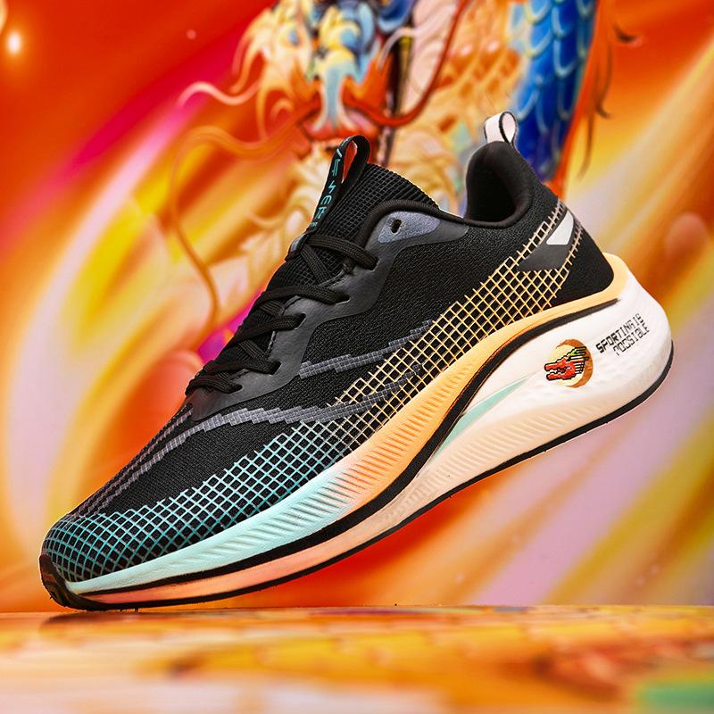 Running shoes men's new ultra-light shock-absorbing breathable MD carbon plate rubber patch sole running shoes youth sports shoes women's shoes