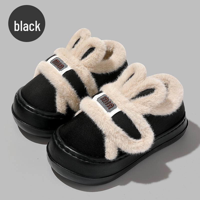 Women's Thick-Soled Plush Cotton Slippers - Closed-Heel, Warm Winter Indoor Non-Slip Shoes with Magic Tape.