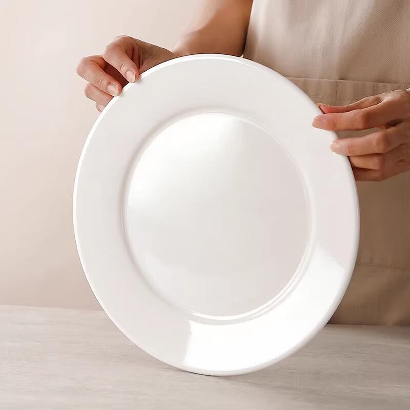 Renzhida European Style White Ceramic Dinner Plate