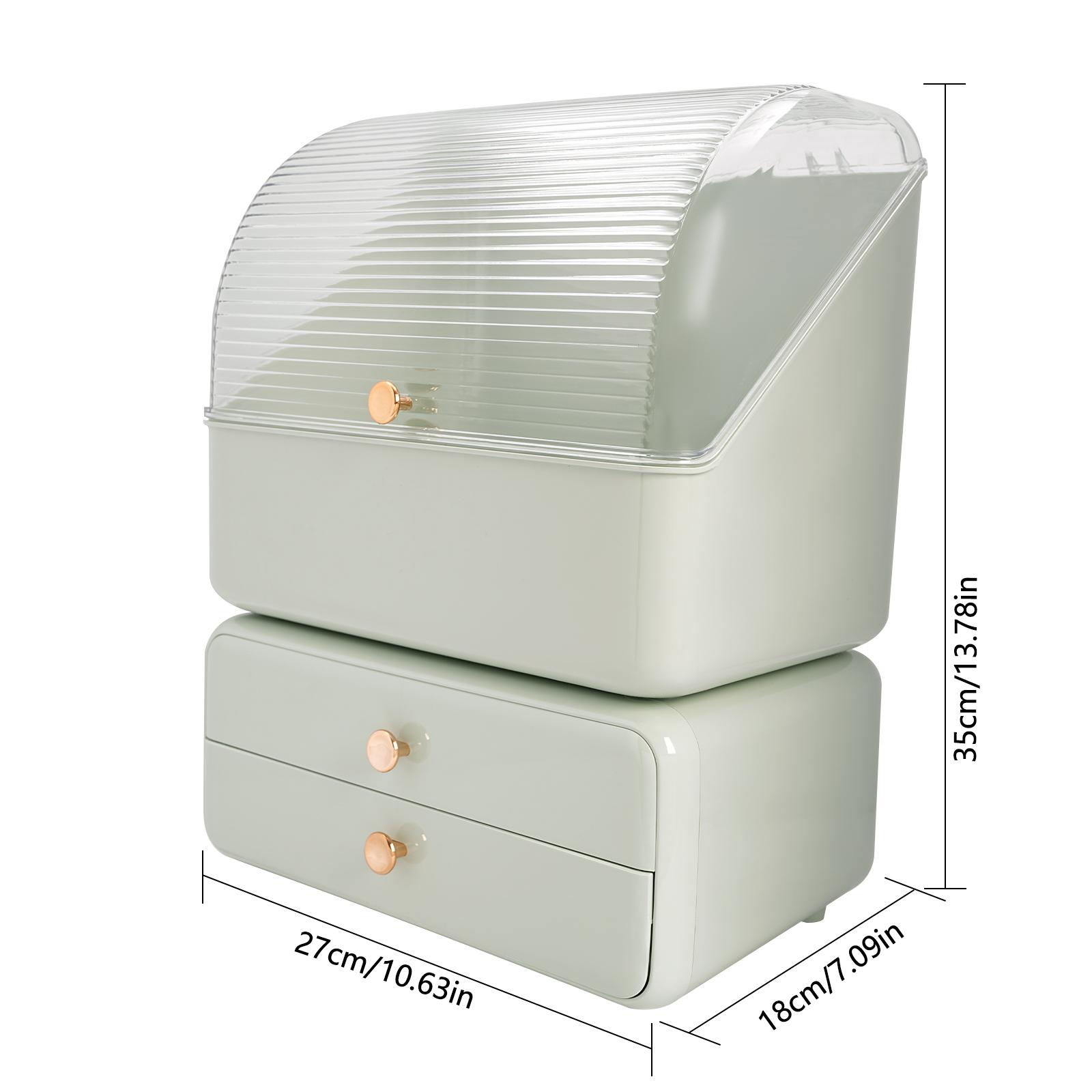

Desktop Cosmetics Storage Box Makeup Organizer 2-Piece Set with Cosmetic Case & Rotating Brush Holder for Cosmetics,Skincare