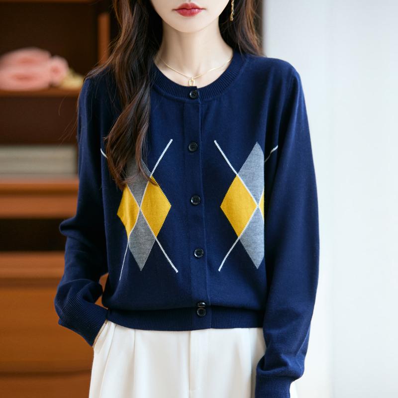 QingHe Cashmere Women's 30% Cashmere Cardigan - Soft & Warm Wool Blend Sweater