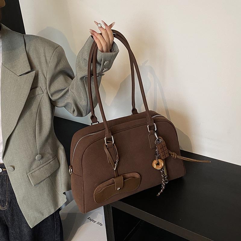 Винтажная матовая женская сумка-бостон большого объема: 2025 Осень/Зима Универсальная сумка через плечо для поездок