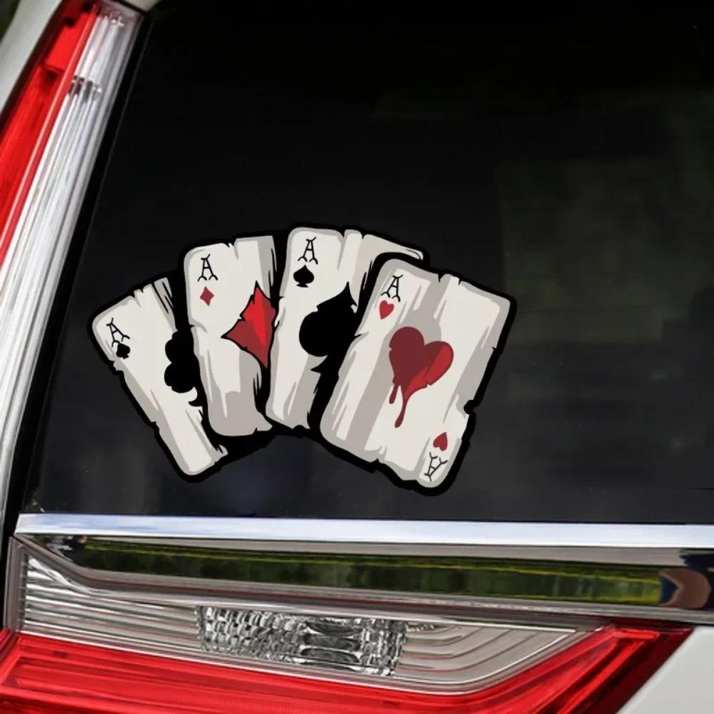 Poker Spades A Pattern Motorcycle Decals, Motocross Fuel Tank Cafe Racer Body Car Windows Funny Decoration Playing Card Stickers