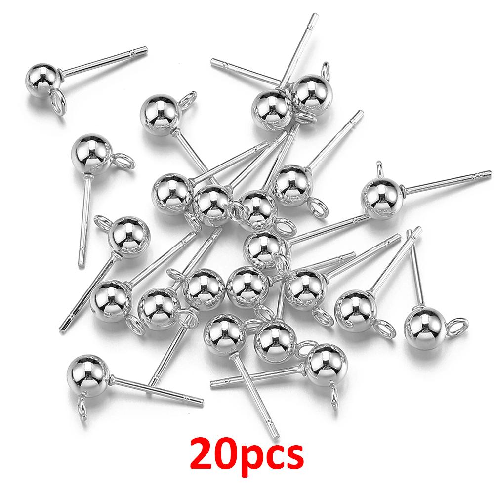 

1 Box with 20pcs Stainless Steel Round Ball Ear Post Studs Ear Back Open Rings Earrings Setting for DIY Jewelry Making Wholesale 3mm Ball