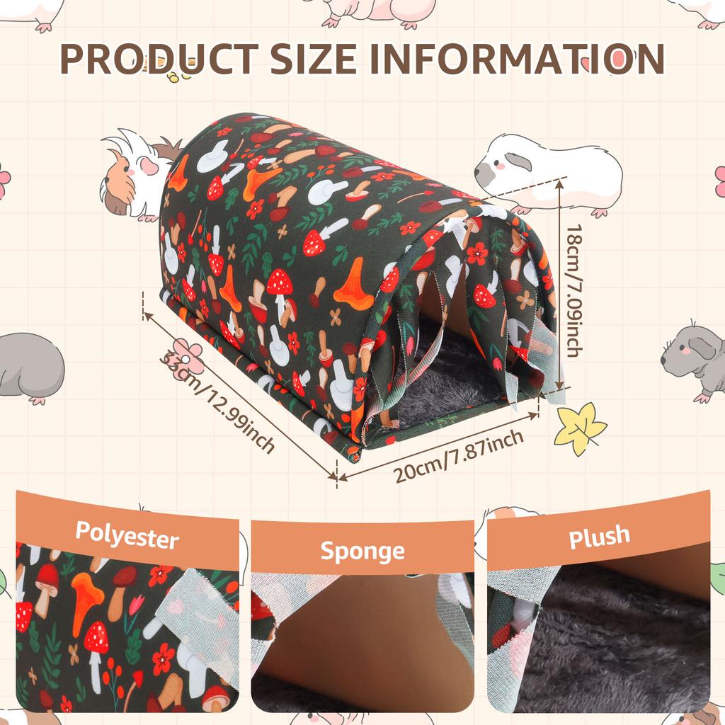1/2 Pcs Guinea Pig Hideout Polyester Plush Guinea Pig Tunnel With Curtain Pet Cage Accessories Small Pet Supplies for Hamster