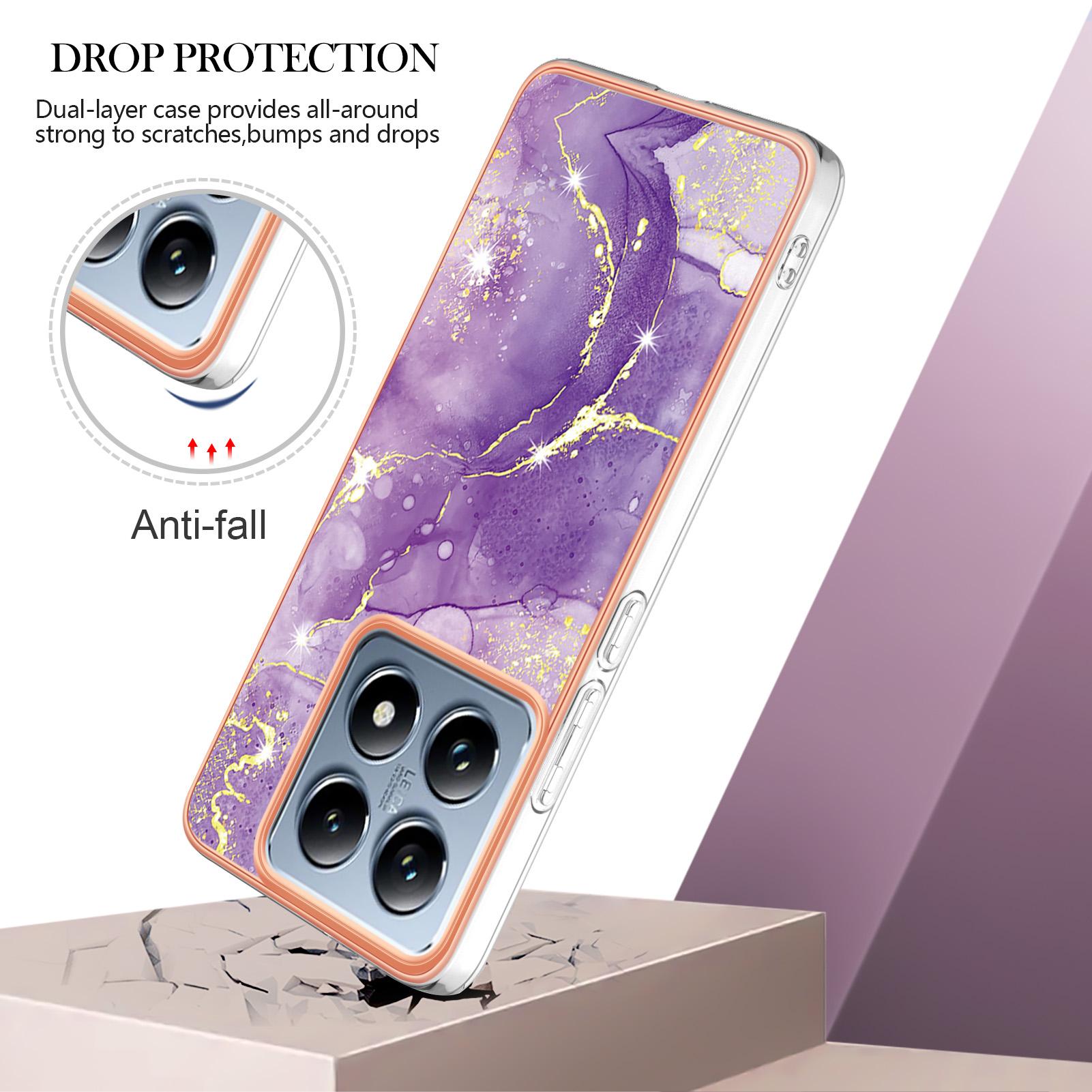 

For Xiaomi 14T TPU Case with IMD Marble Pattern Electroplated Back Cover Green 004