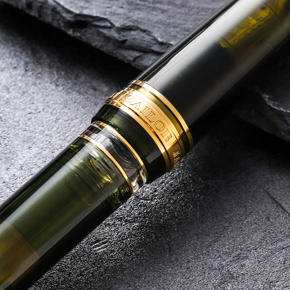WANCHER Limited Edition SAILOR Original Profit Realo Champagne Dark Green 21K Gold Fountain Pen (F Fine Nib)